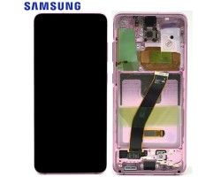 Előlap Samsung Galaxy S20 (SM-G980F) keret + LCD kijelző (érintőkijelző) GH82-22131C rózsaszín